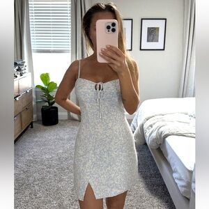 Aeropostale Light Blue Floral Tie-Front Mini Dress